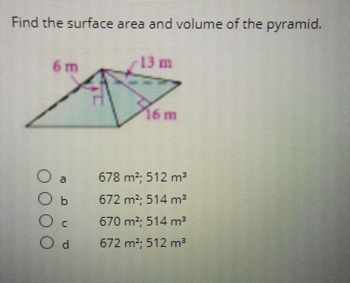 Find The Surface Area And Volume Of The Pyramid. 