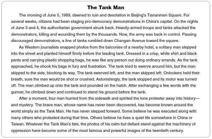 Why Do Some People Feel That The Tank Man Was Executed? AThere Were Many Pictures Taken Of Him. BMany