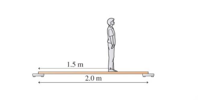 A 60 Kg Student Stands On A Very Light, Rigid Board That Rests On A Bathroom Scale At Each End As Shown