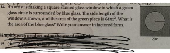 An Artist Is Making A Square Stained Glass Window In Which A Green Glass Circle Is Surrounded By Blue