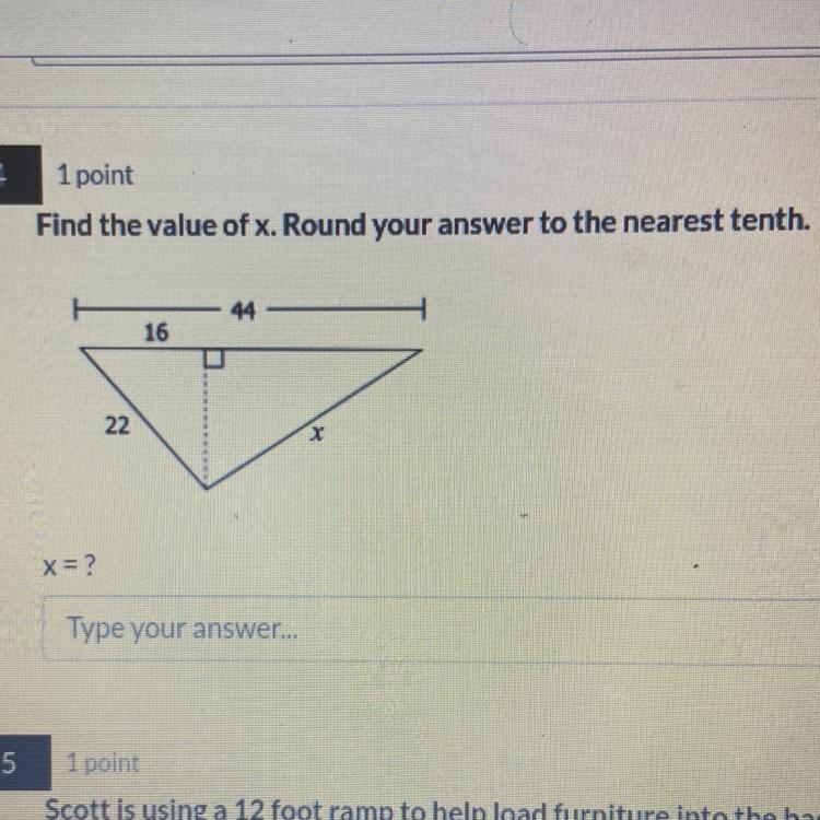 Find The Value Of X. Round To The Nearest Tenth