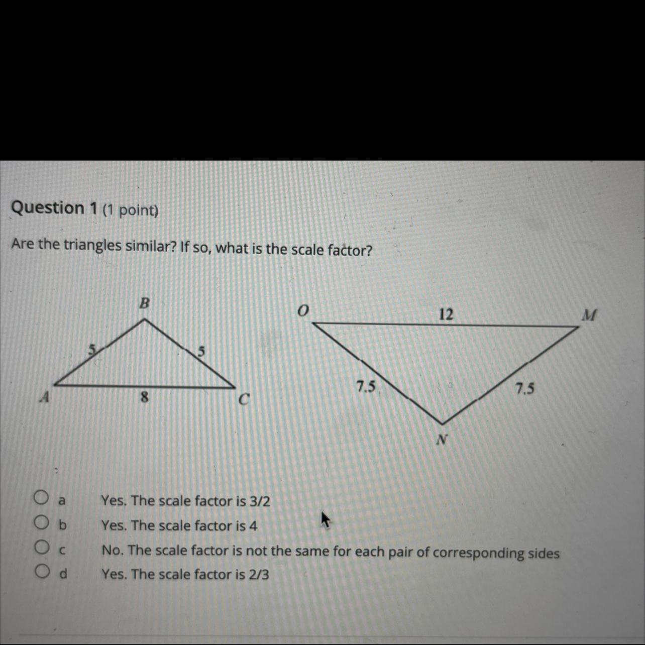 Are The Triangles Similar? If So What Is The Scale Factor? 