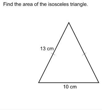 Find The Area Of The Isosceles Triangle.
