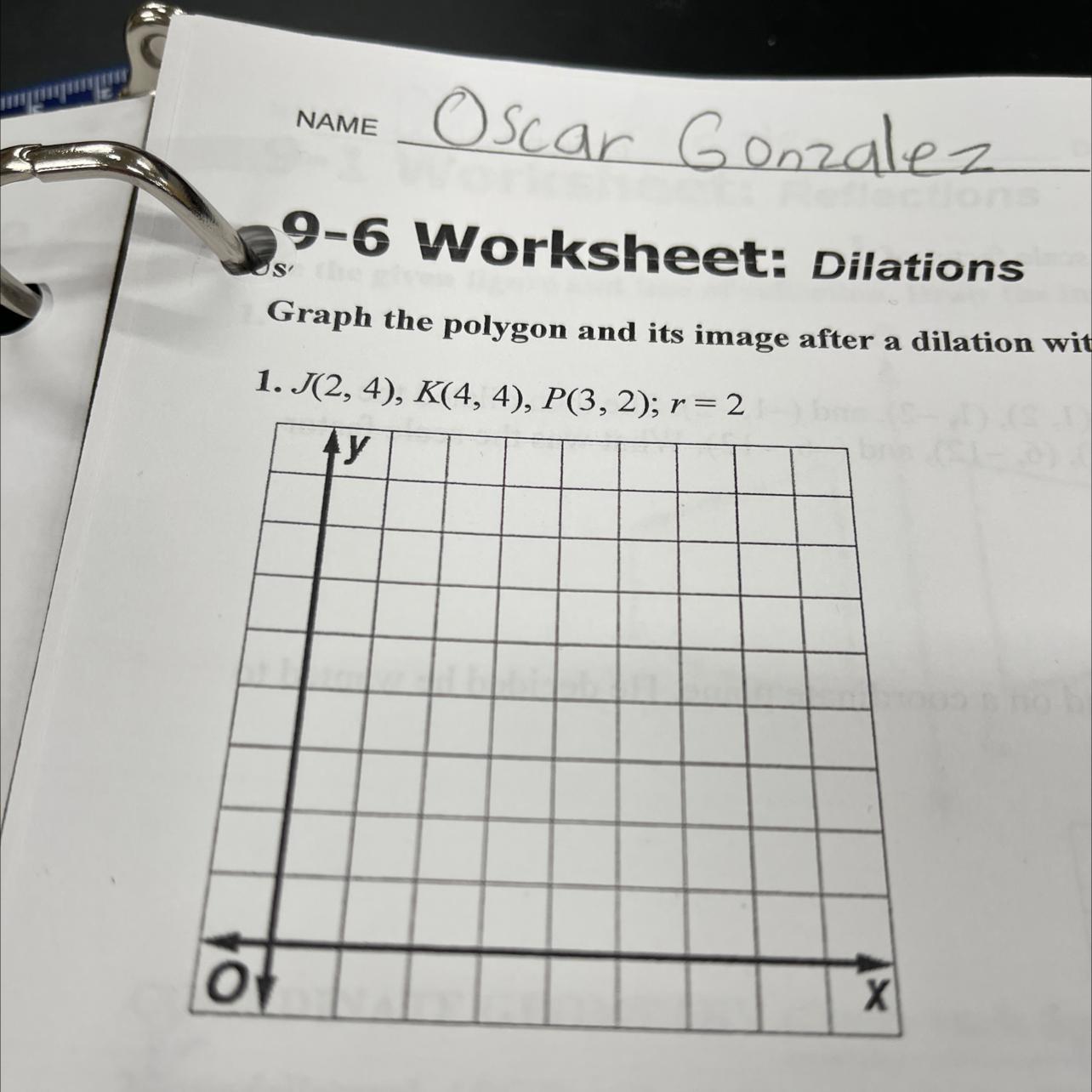 9-6 Worksheet: DilationsGraph The Polygon And Its Image After A Dilation With The Given Scale Factor1.