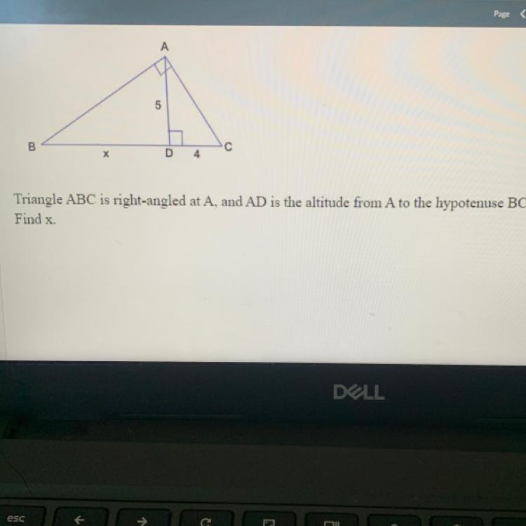 ATriangle ABC Is Right-angled At A, And AD Is The Altitude From A To The Hypotenuse BC.Find X