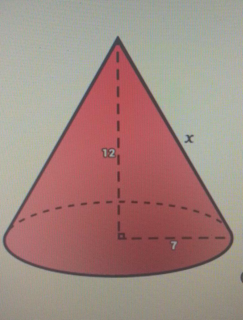 Hello, I'm Stuck On This.Question: Calculate The Slant Height Of This Come, Identified By Letter X. Give