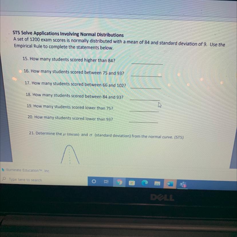 STS Solve Applications Involving Normal DistributionsA Set Of 1200 Exam Scores Is Normally Distributed