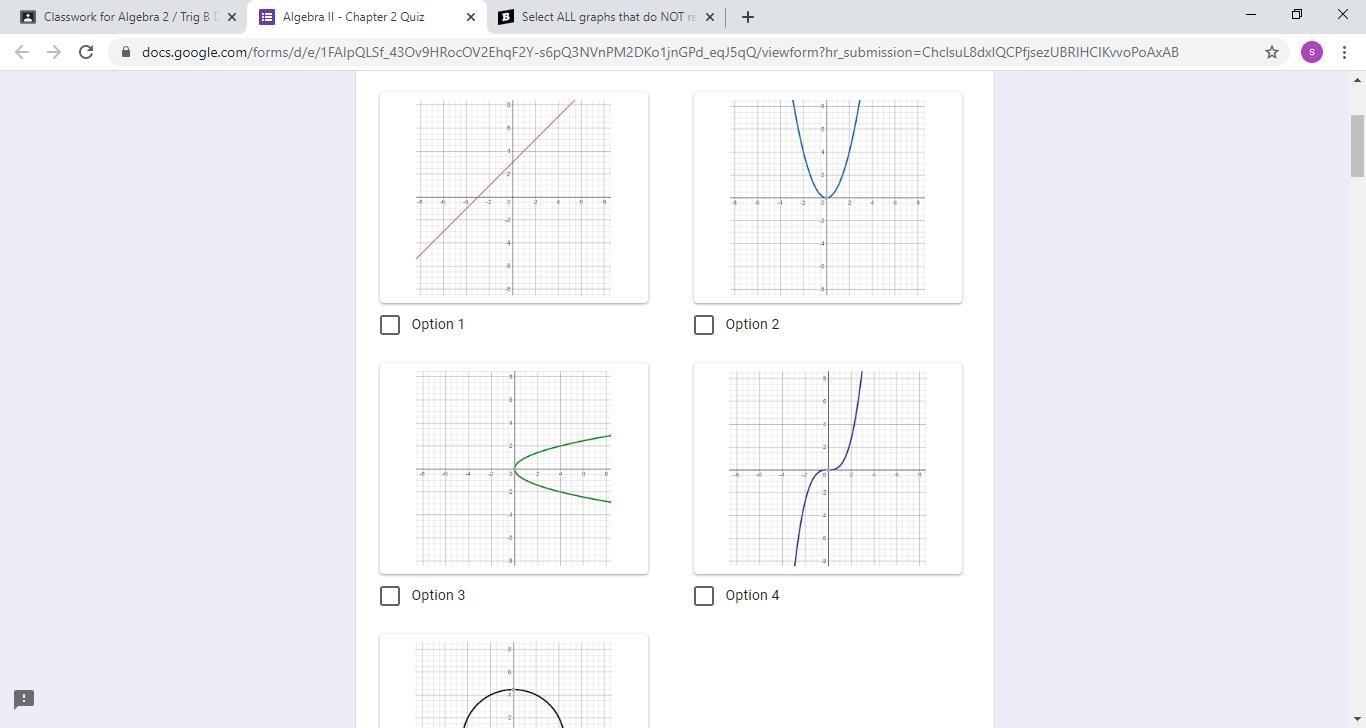 Select ALL Graphs That Do NOT Represent A Function.