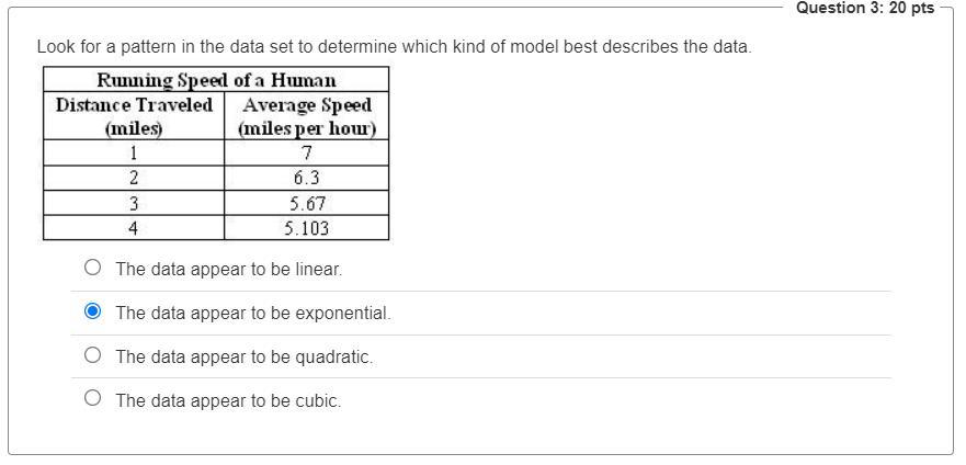 50 PTS!!!Please Look At The Screenshot And Answer:Look For A Pattern In The Data Set To Determine Which