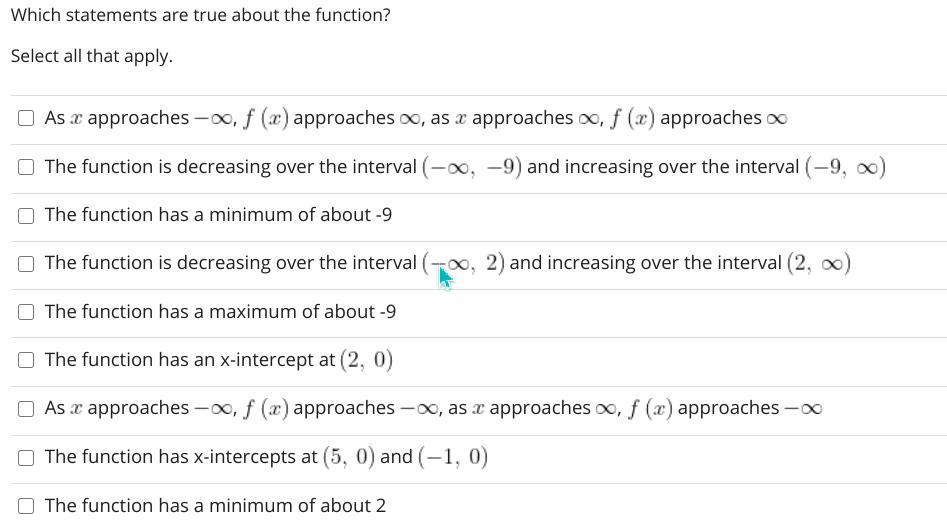 Which Statements Are True About The Function?