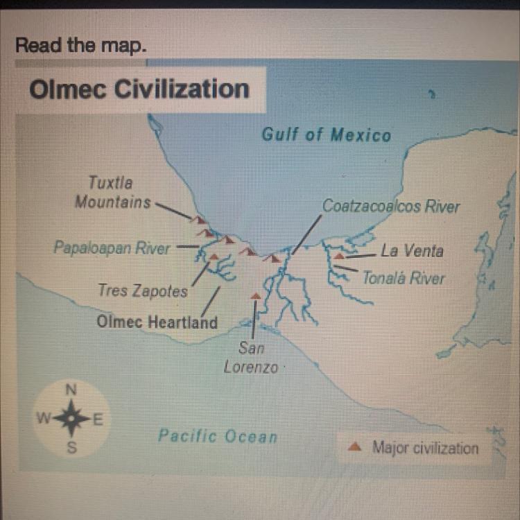 Based On The Map, How Did Geography Influence Thedevelopment Of Olmec Civilizations?Minor Civilizations