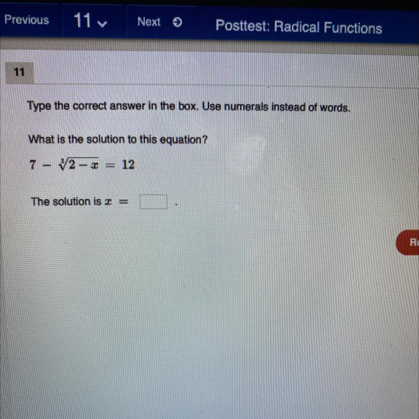 What Is The Solution To This Equation? 7 - 3 Square Root Of 2 - X = 12 The Solution Is X = _