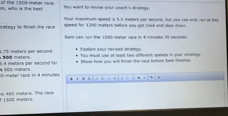 You Want To Revise Your Coach's Strategy.Your Maximum Speed Is 5.5 Meters Per Second, But You Can Only