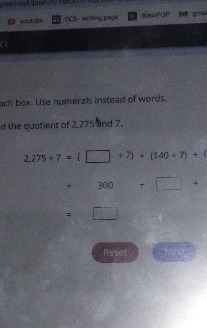 Complete The Equation To Fing The Quotient Of 2,2757