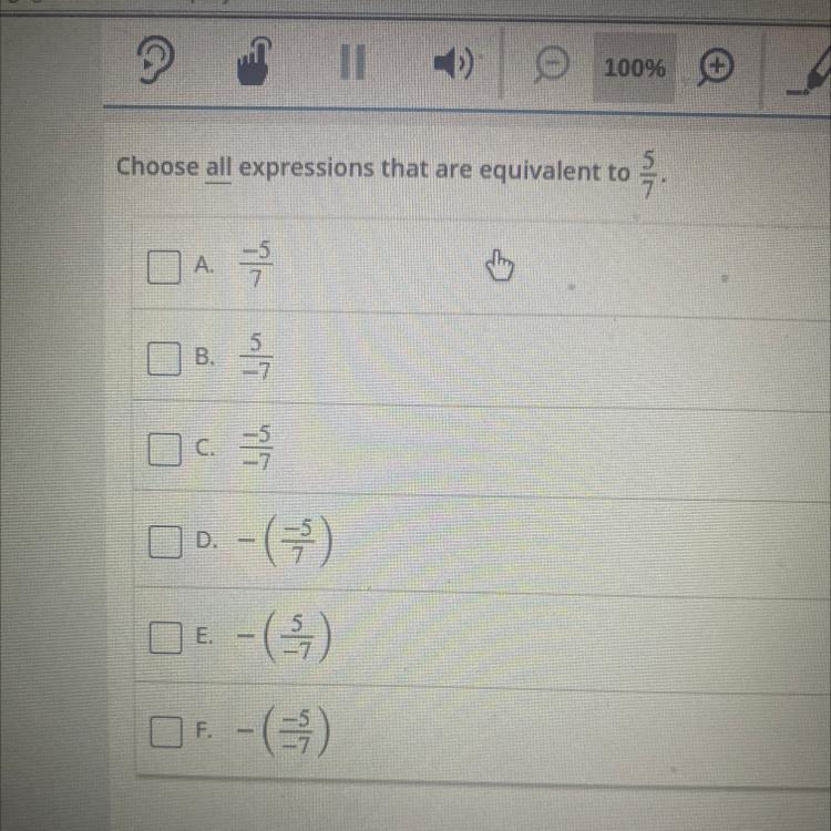 Choose All Expressions That Are Equivalent Toto 5/7