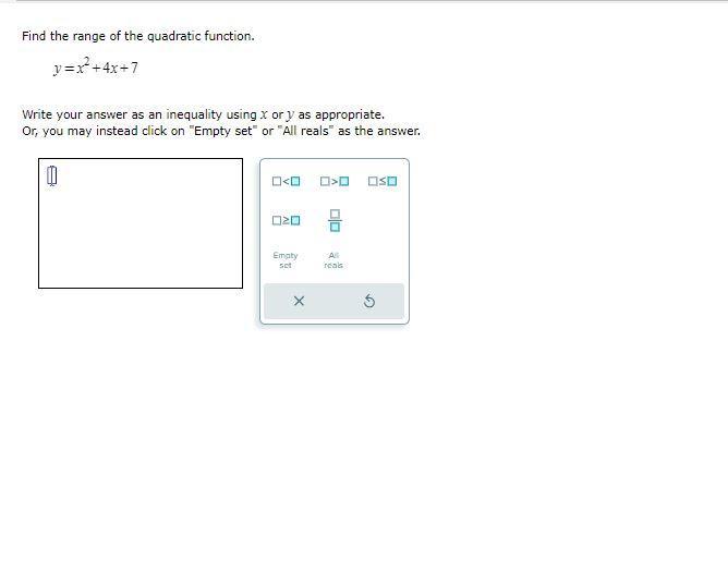 What Is The Range Of This Quadratic Function