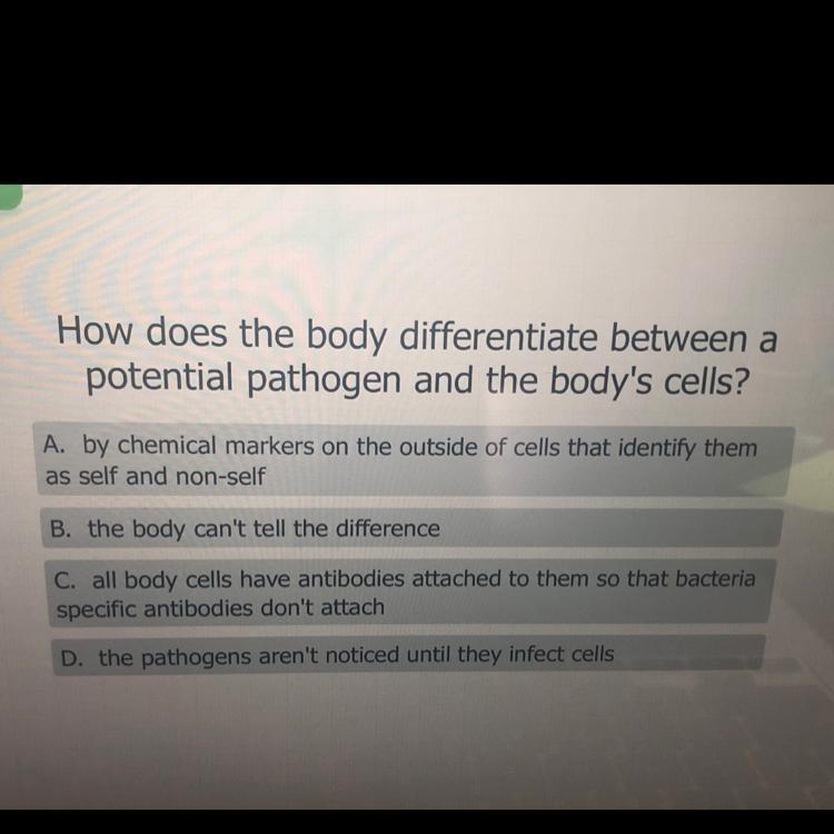 How Does The Body Differentiate Between Potential Pathogen And The Bodys Cells?