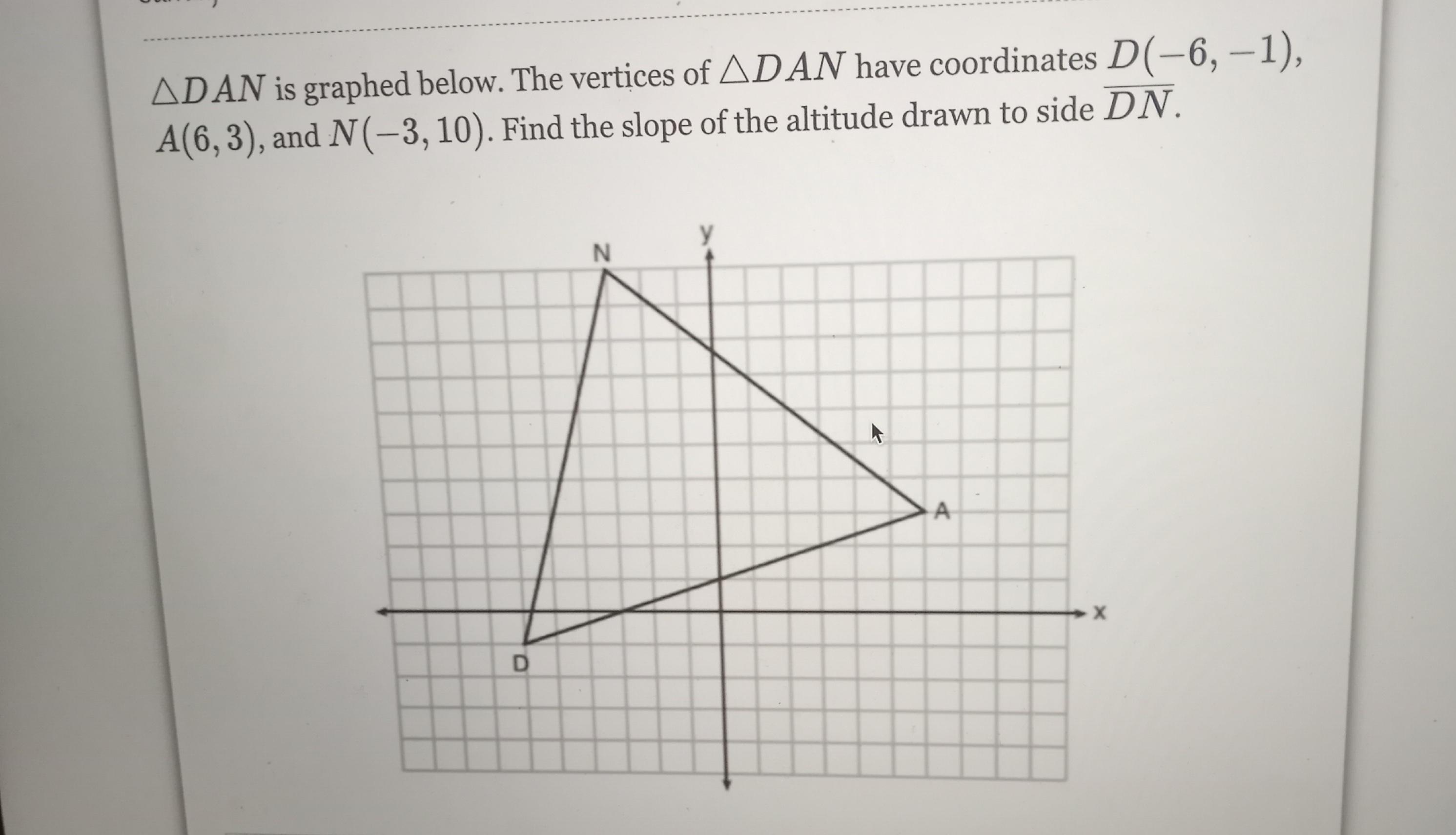 DAN Have Coordinates D(-6, -1) The Altitude Drawn To Side DN
