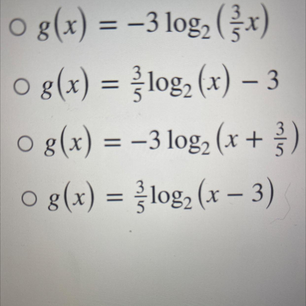 The Function F(x) = Log2 X Is Transformed 3 Units To The Right And Vertically Compressed By A Factor