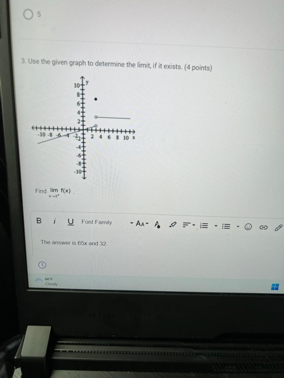 Find Limit As X Approaches Three From The Right Of F Of X. .