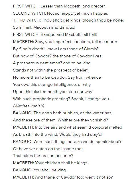 Reread This Section From Act I, Scene III Of Macbeth To Determine A Possible Theme In The Play, As Revealed
