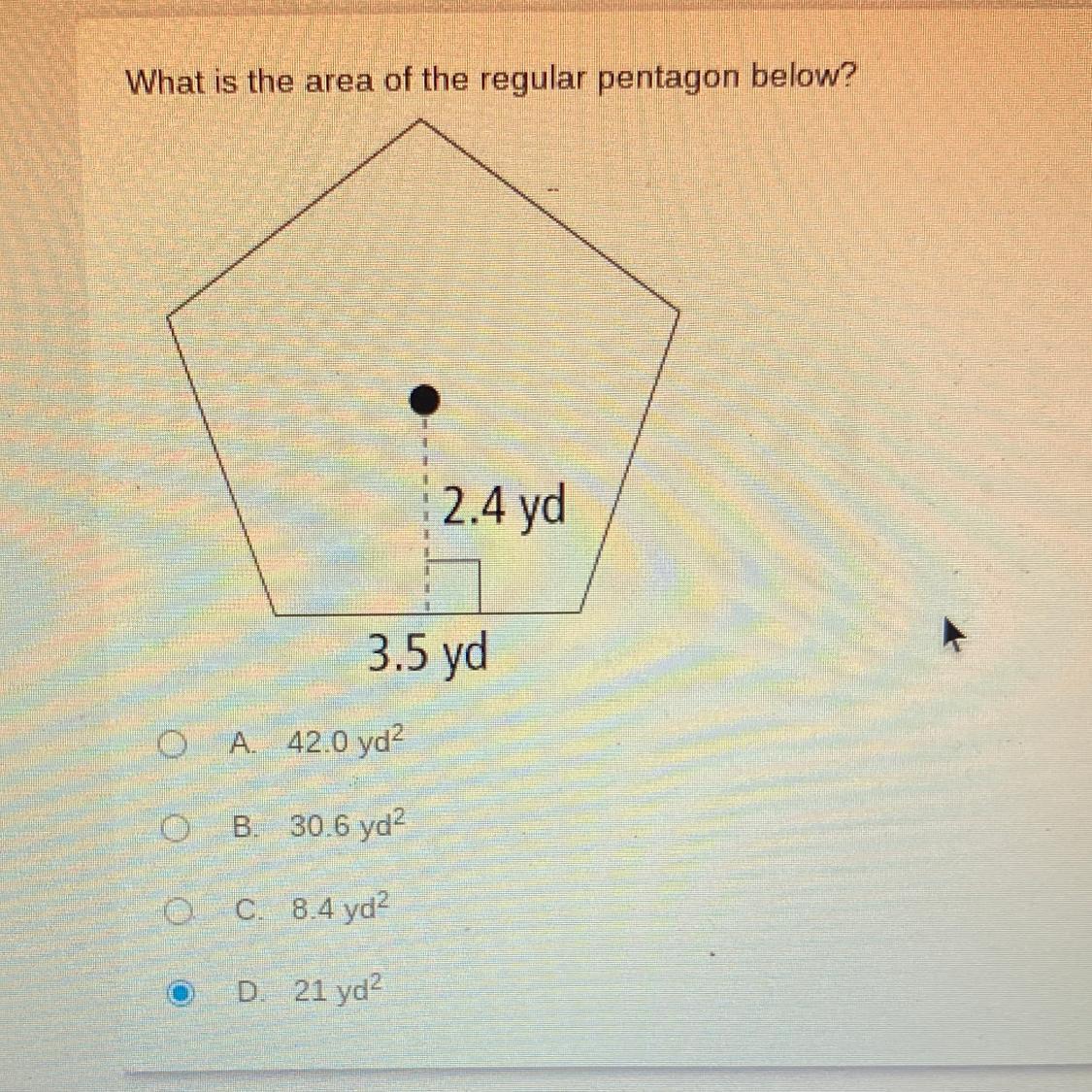 What Is The Area Of The Regular Pentagon Below?