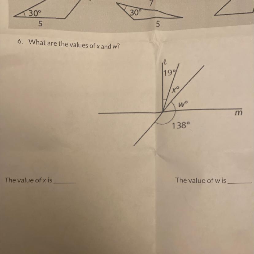 6. What Are The Values Of X And W?he Value Of X Istowo138The Value Of Wism