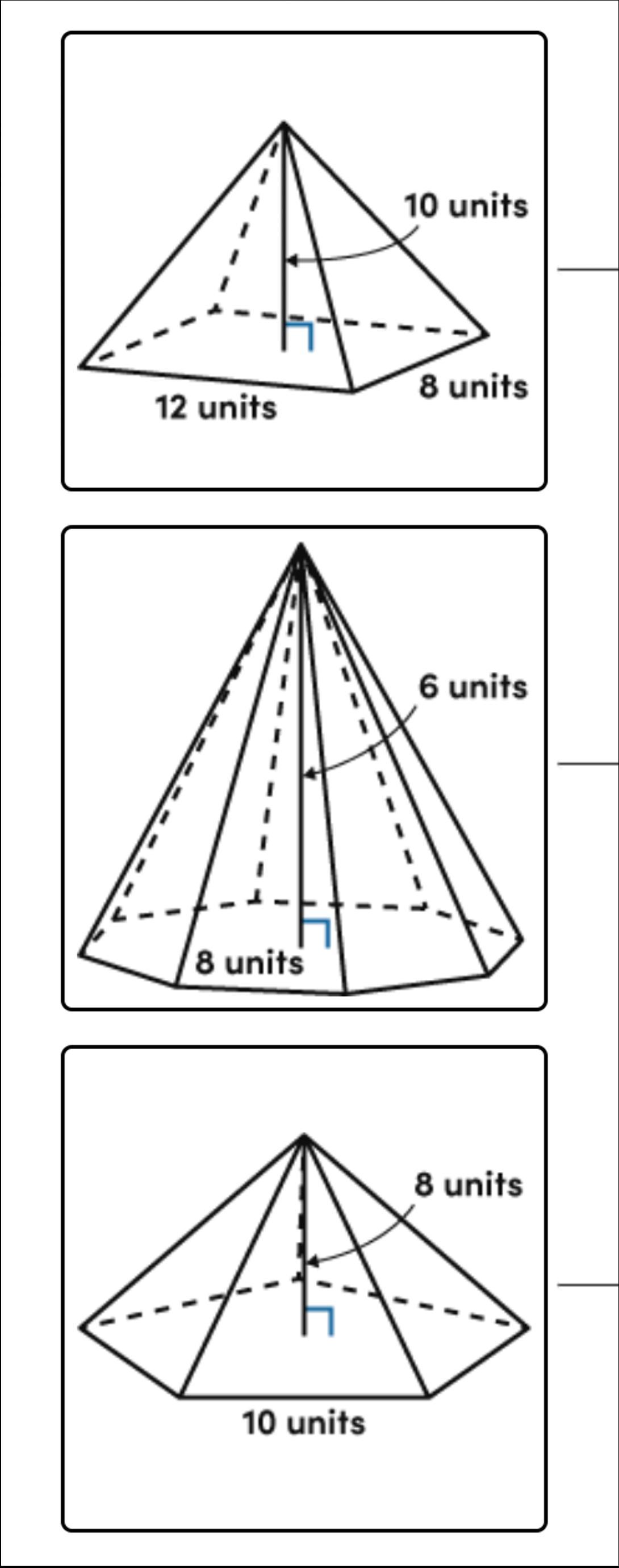 What Is The Surface Area Of Each Solid Pyramid? Round Answers To The Nearest Square Unit.Please Explain