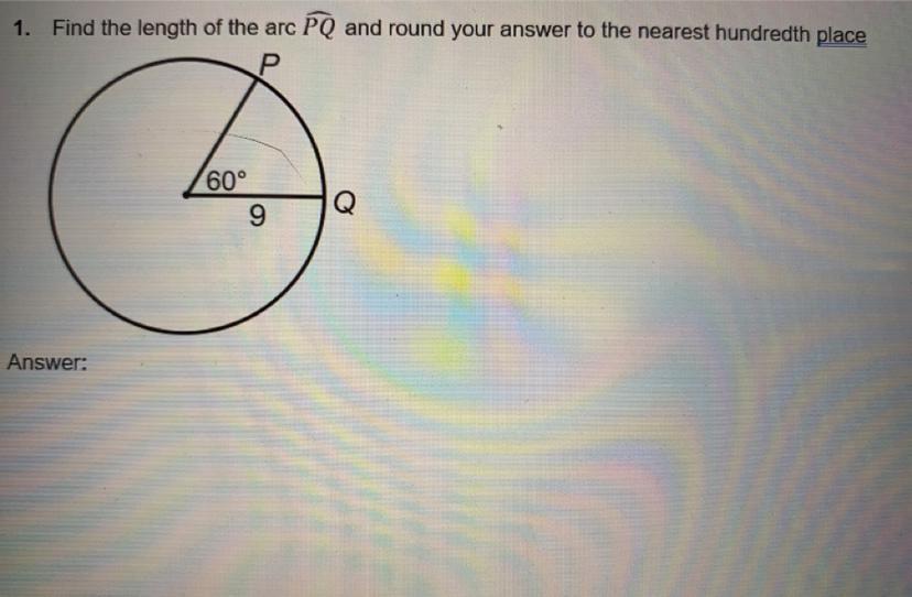 Find The Length Of The Arc ^PQ And Round Your Answer To The Nearest Hundredth Place. Please Help 