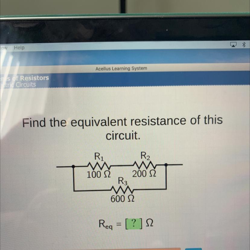 Find The Equivalent Resistance Of Thiscircuit.RiR210022002R3600 12