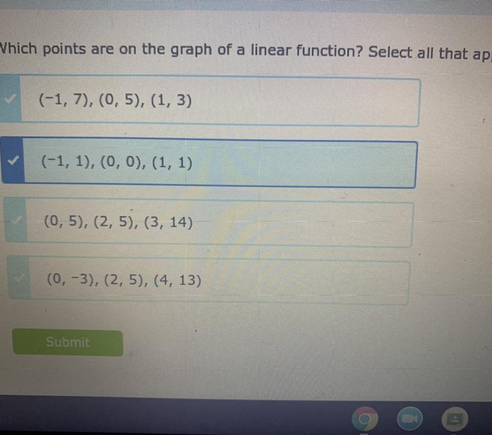 Which Points Are On The Graph Of A Linear Function? Select All That Apply