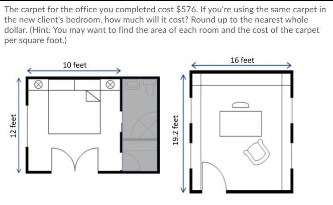 The Carpet For The Office You Completed Cost $576. If You're Using The Same Carpet In The New Client's