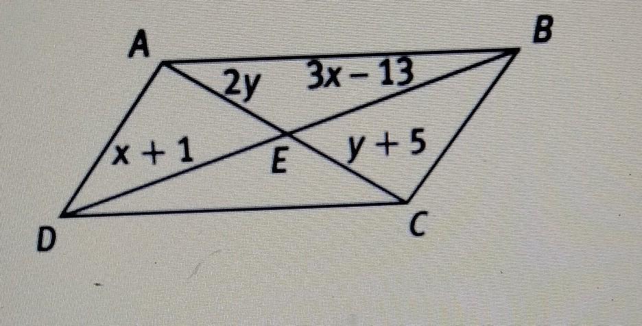 Given Is A Parallelogram ABCD. Verify Each Measure Is Correct. AE = 10EC = 10 DE = 10EB = 10