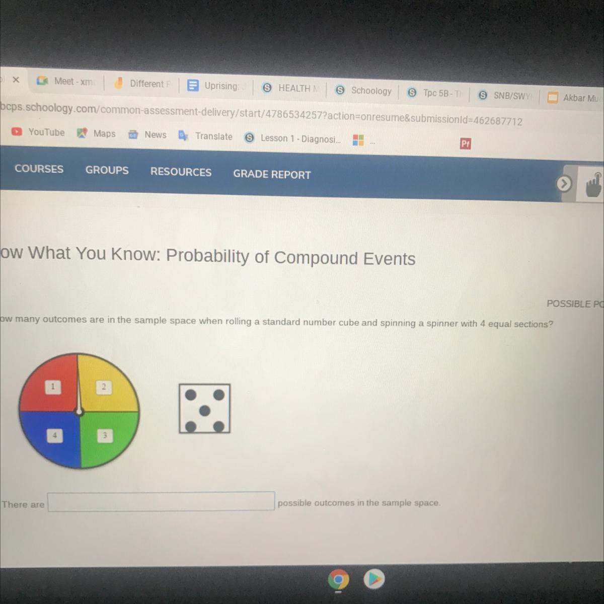 How Many Outcomes Are In The Sample Space When Rolling A Standard Number Cube And Spinning A Spinner