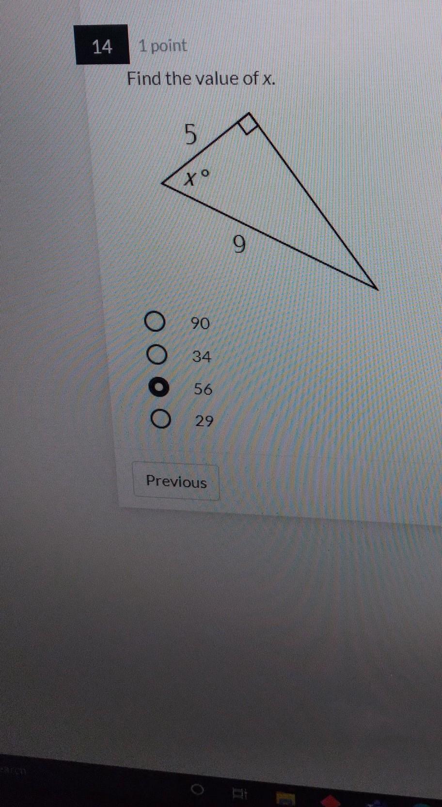 Find The Value Of X 9 And 5 I Don't Know If I Chose The Correct Answer Can Someone Help Please 