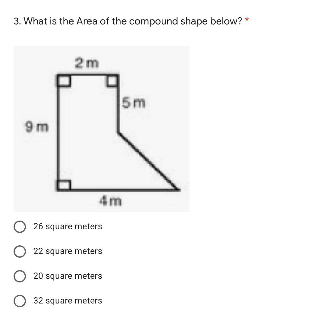 What Is The Area Of The Compound Shape Below? *