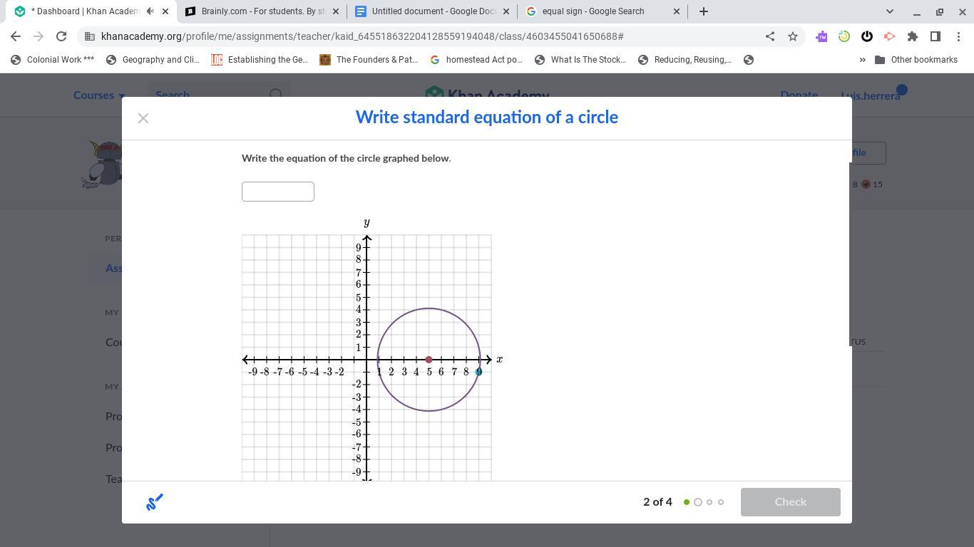 Write The Equation Of The Circle Graphed Below.Write Standard Equation Of A Circle