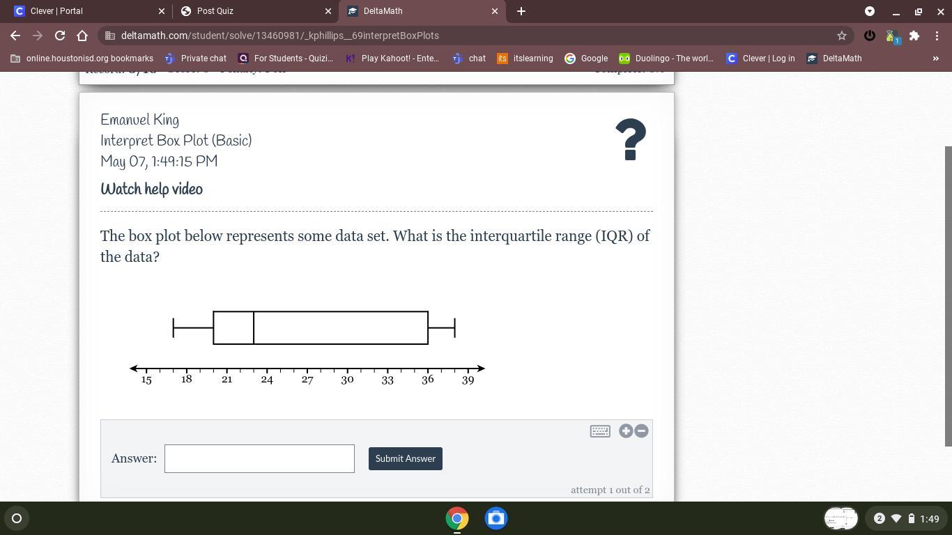 The Box Plot Below Represents Some Data Set. What Is The Interquartile Range (IQR) Of The Data?