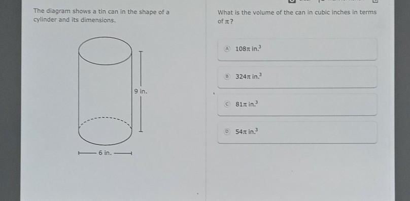 What Is The Volume Of The Can In Cubic Inches In Terms Of 
