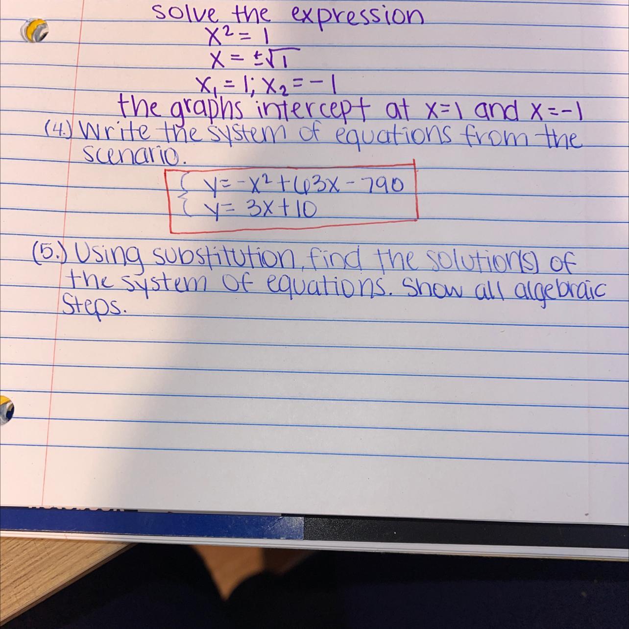The Equations In The Red Box I Need To Use Substitution. Explaining The Steps As I Go. 