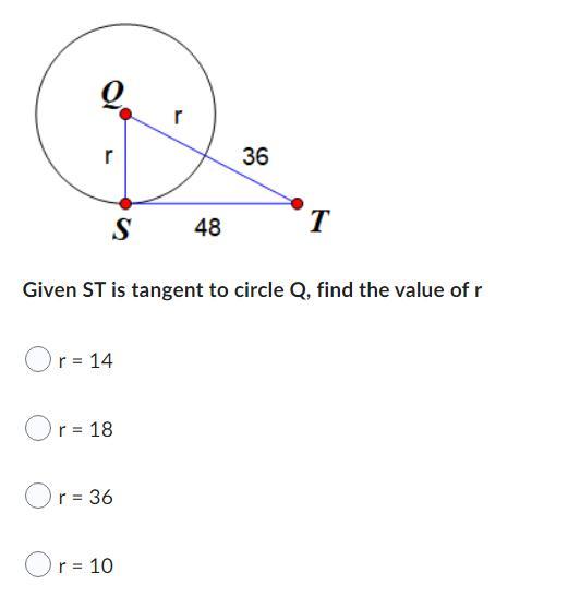 Given ST Is Tangent To Circle Q, Find The Value Of R