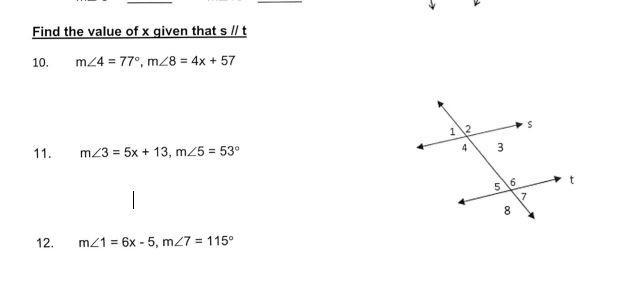 Angles: Find The Value Of X Given Thats S//T