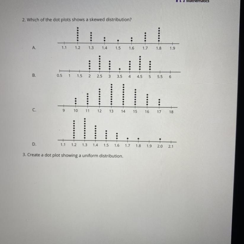 Which Of The Dot Plot Shows A Skewed Distribution 