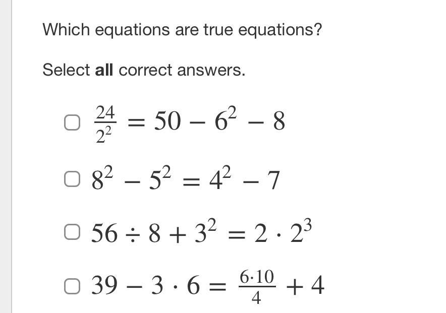 Which Equations Are True