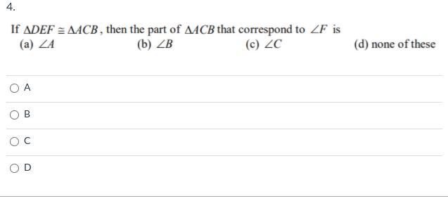 If DEF=ABC, Then The Part Of ABC That Correspond To 