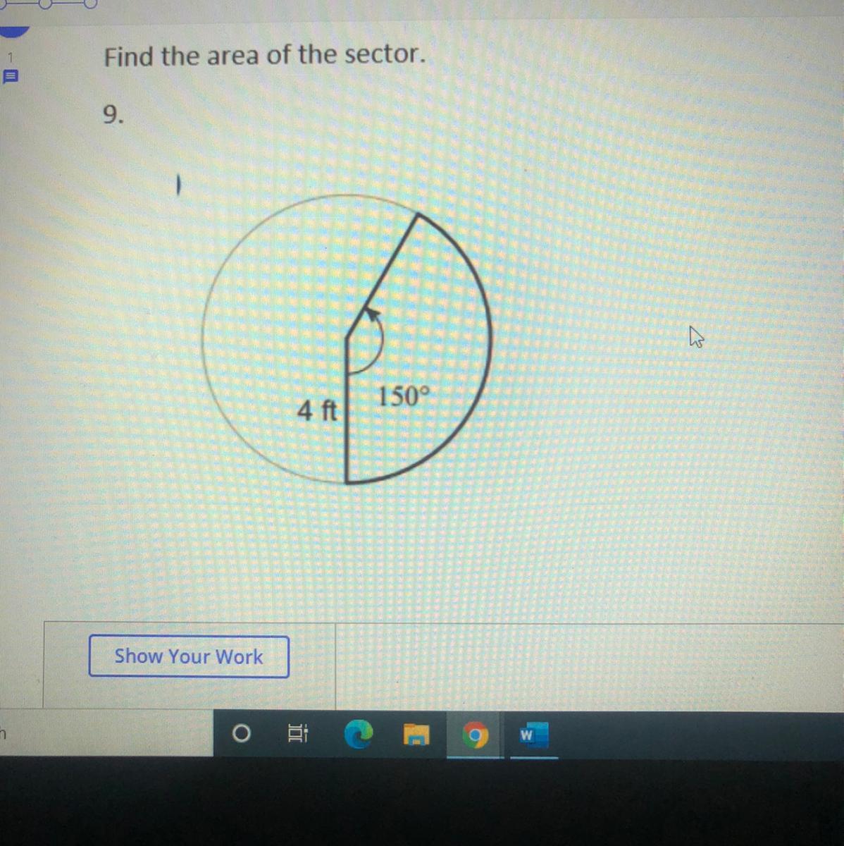 Find The Area Of The Sector.