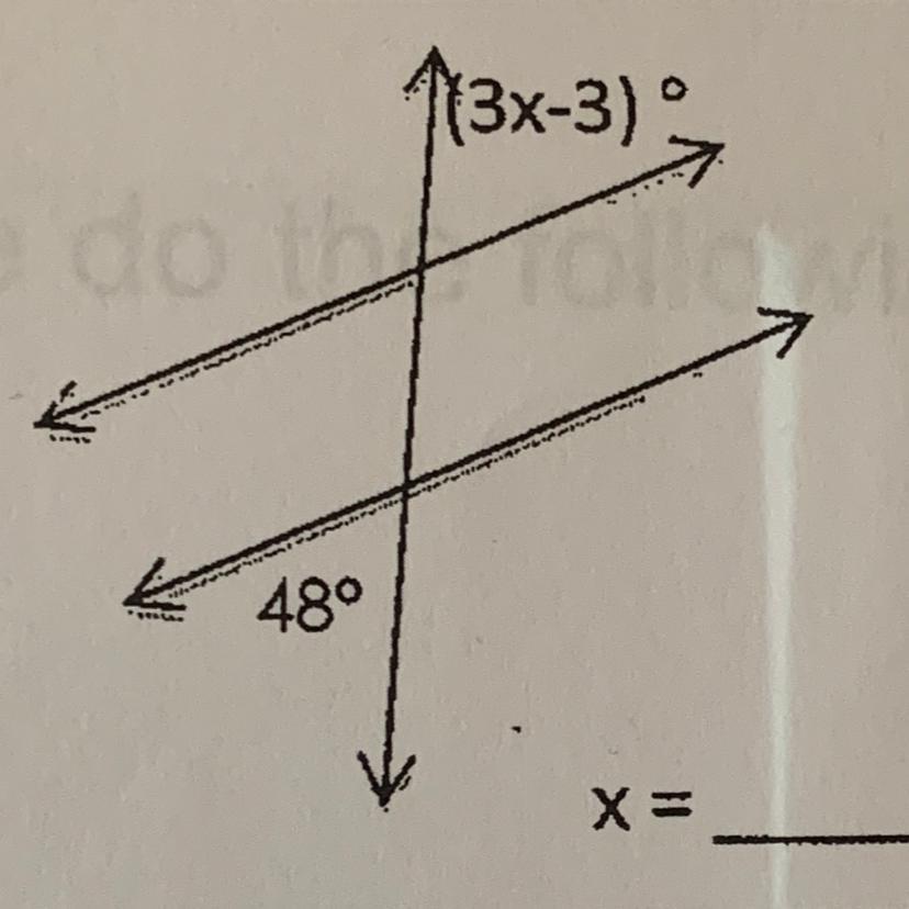 (3x-3) = 48 Find The Value Of X