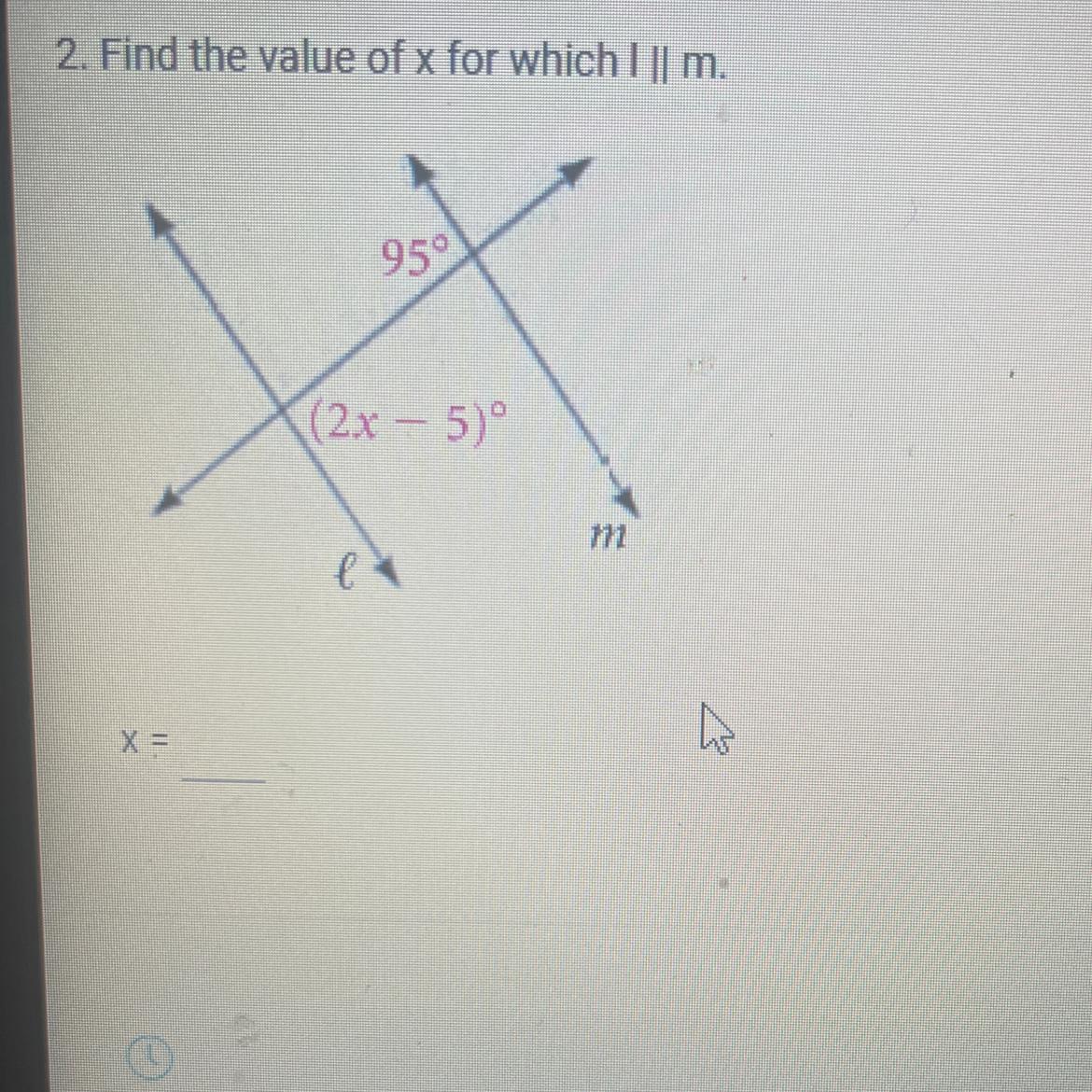 Find Thr Value Of X For Which 1 II M.