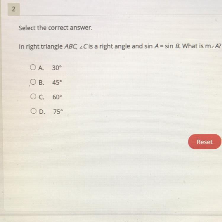 In Right Triangle ABC, Angle C Is A Right Angle And Sin A= Sin B. What Is M