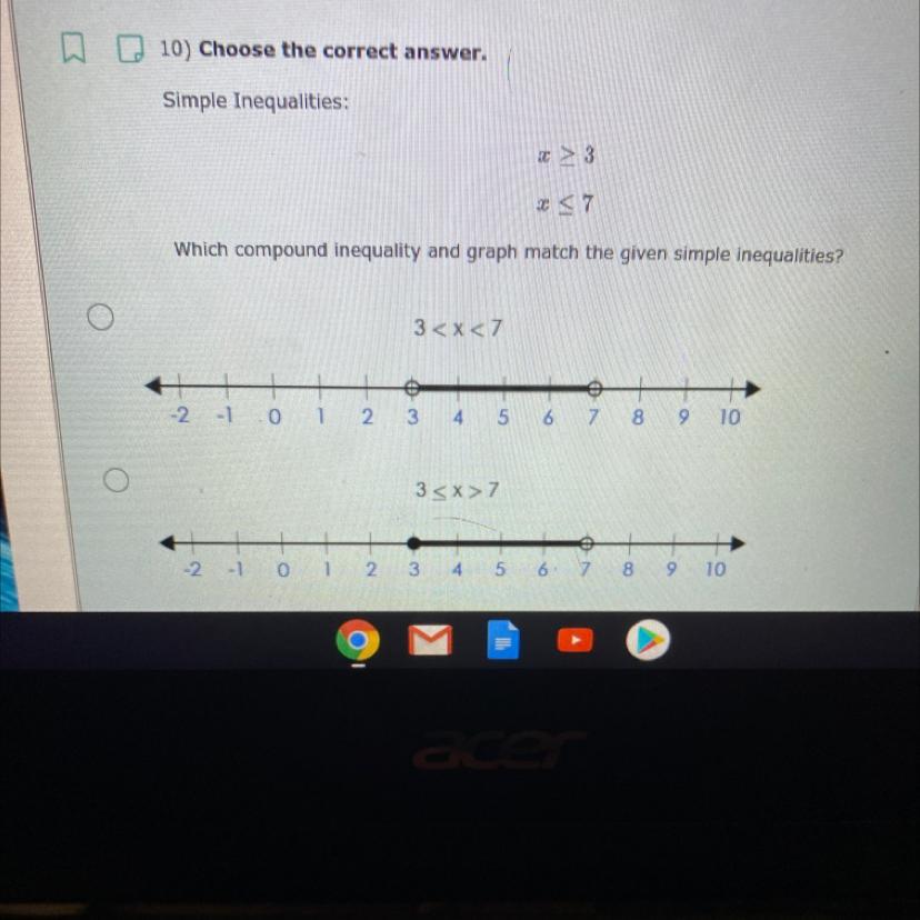 10) Choose The Correct Answer.Simple Inequalities:please Help 